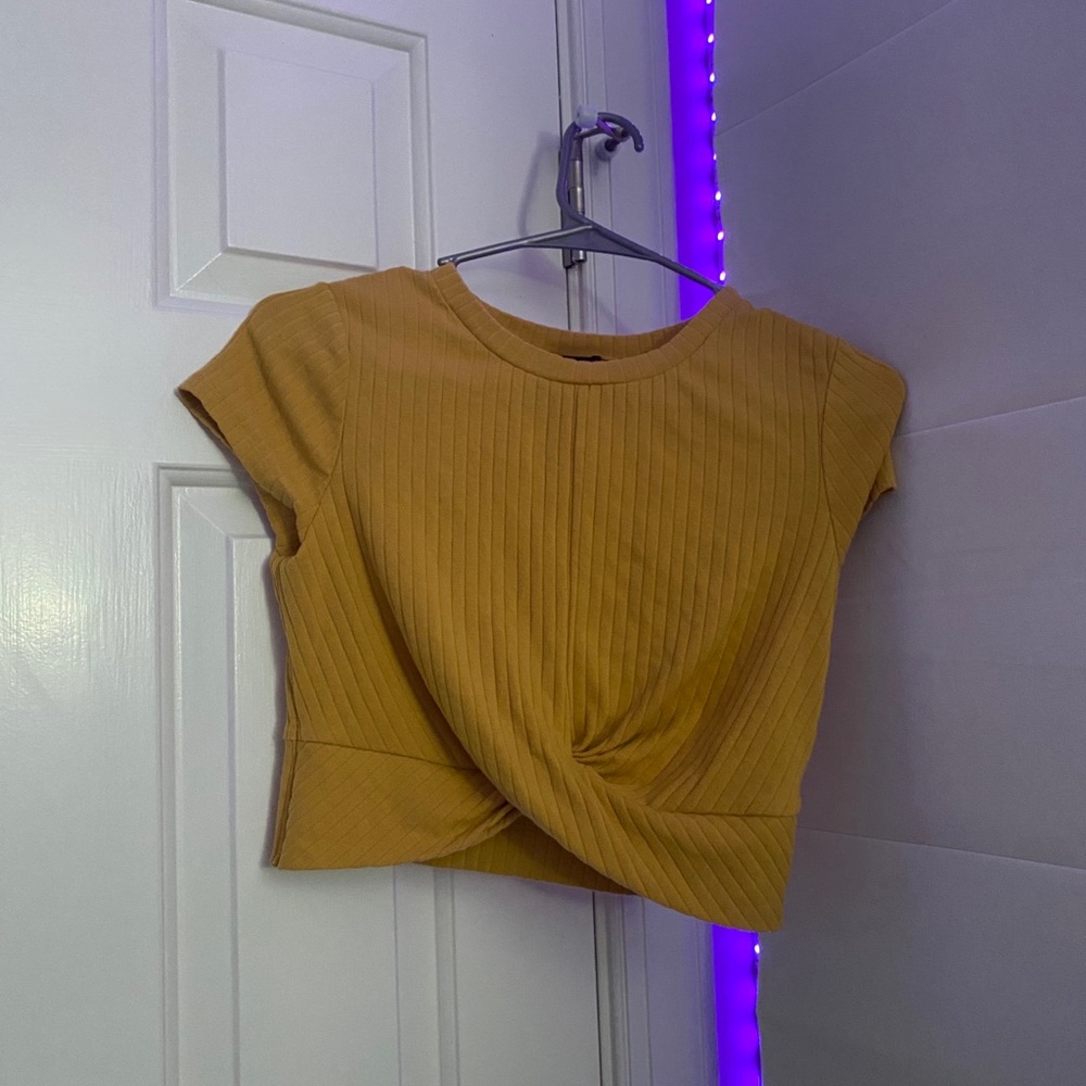 forever 21 yellow ribbed crop top